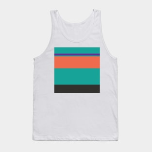 A selected patchwork of Light Red Ochre, Big Foot Feet, Christmas Purple, Blue/Green and Dark Grey stripes. Tank Top